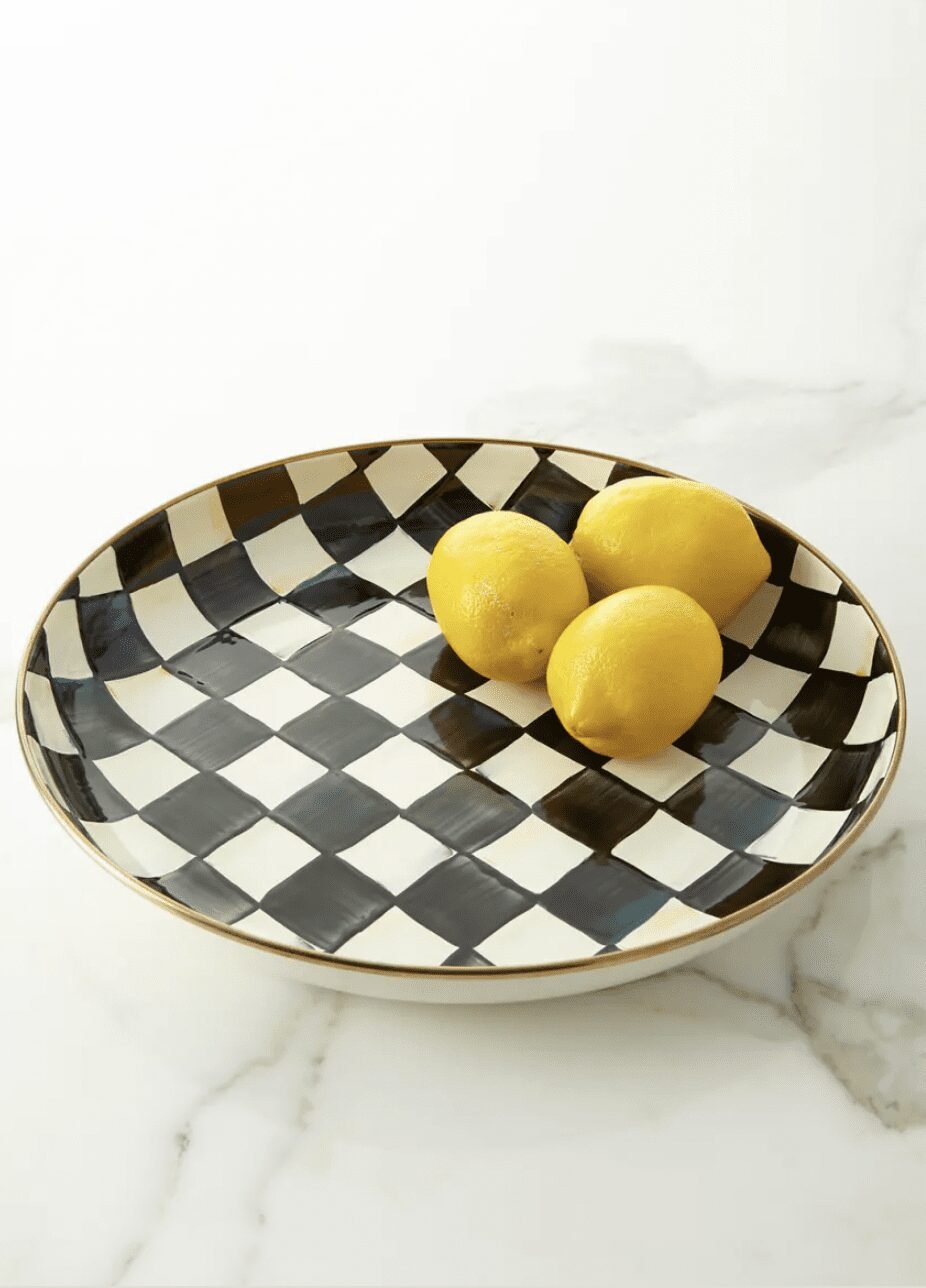 black and white checkered bowl