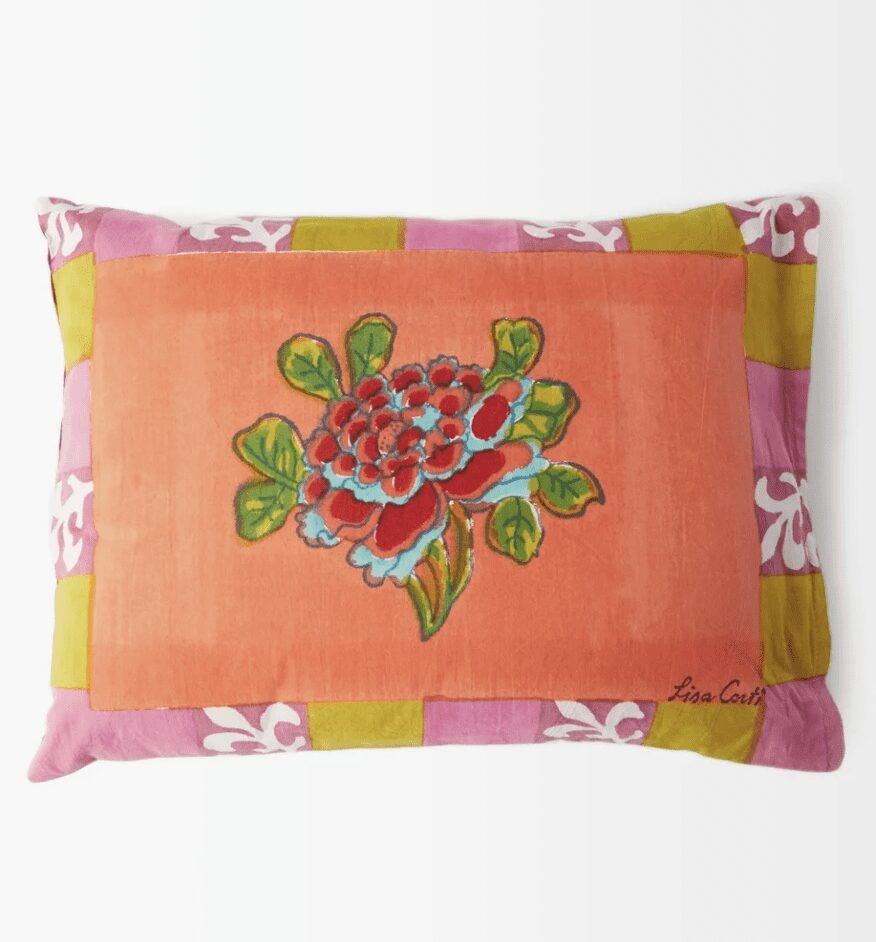 Lisa Corti Ortensia fleur-de-lis print cotton cushion