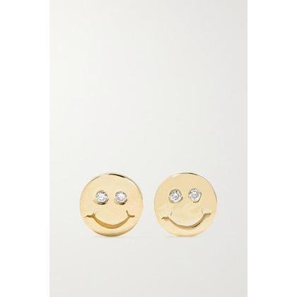 smiley face gold earrings